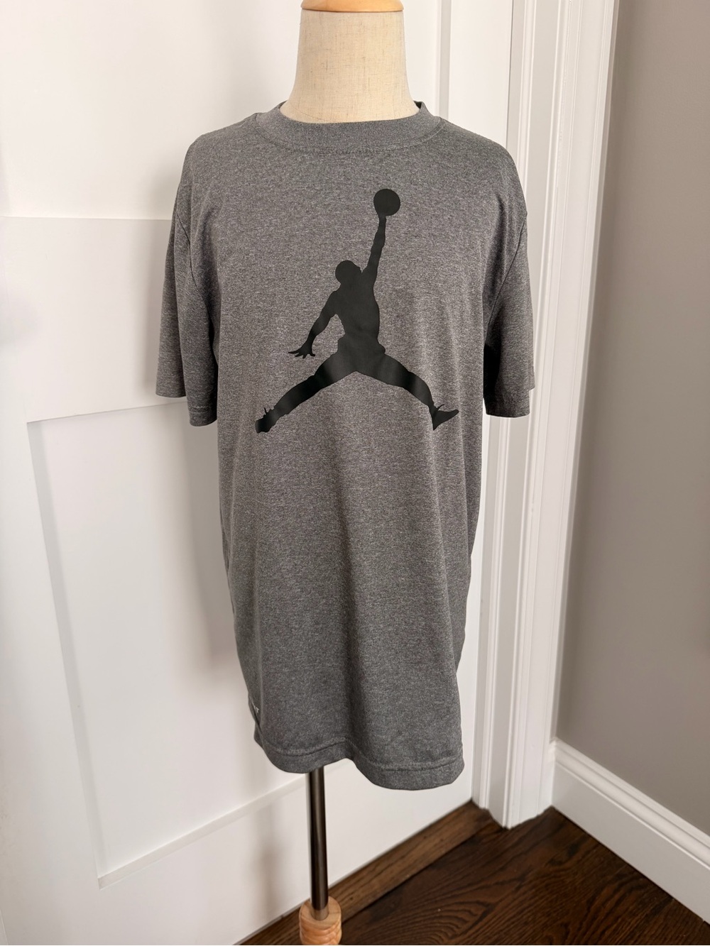Air Jordan Gray Short-Sleeve Tee with Black Jumpman
